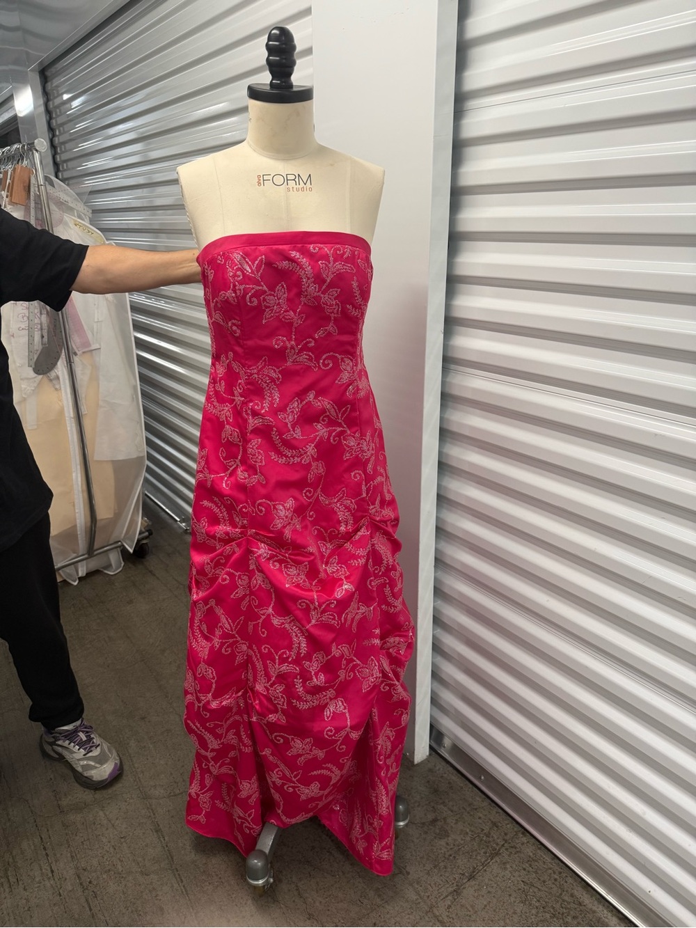Hailey Logan Strapless Hot Pink Embroidered Gown